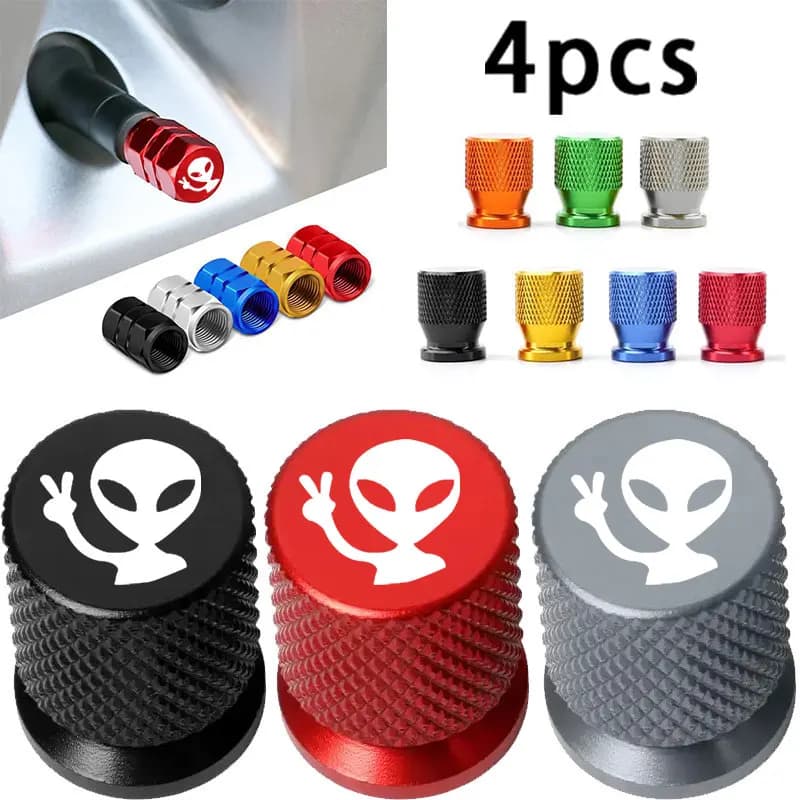 4 Pieces Colored Alien Shape Car Valves, Trucks, Motorcycles and Bikes - Auto Styling Accessories