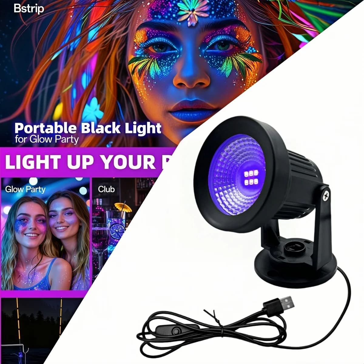 395nm black light, Ultraviolet nail drying lamp purple light fluorescent tapestry party lamp Halloween decoration lights
