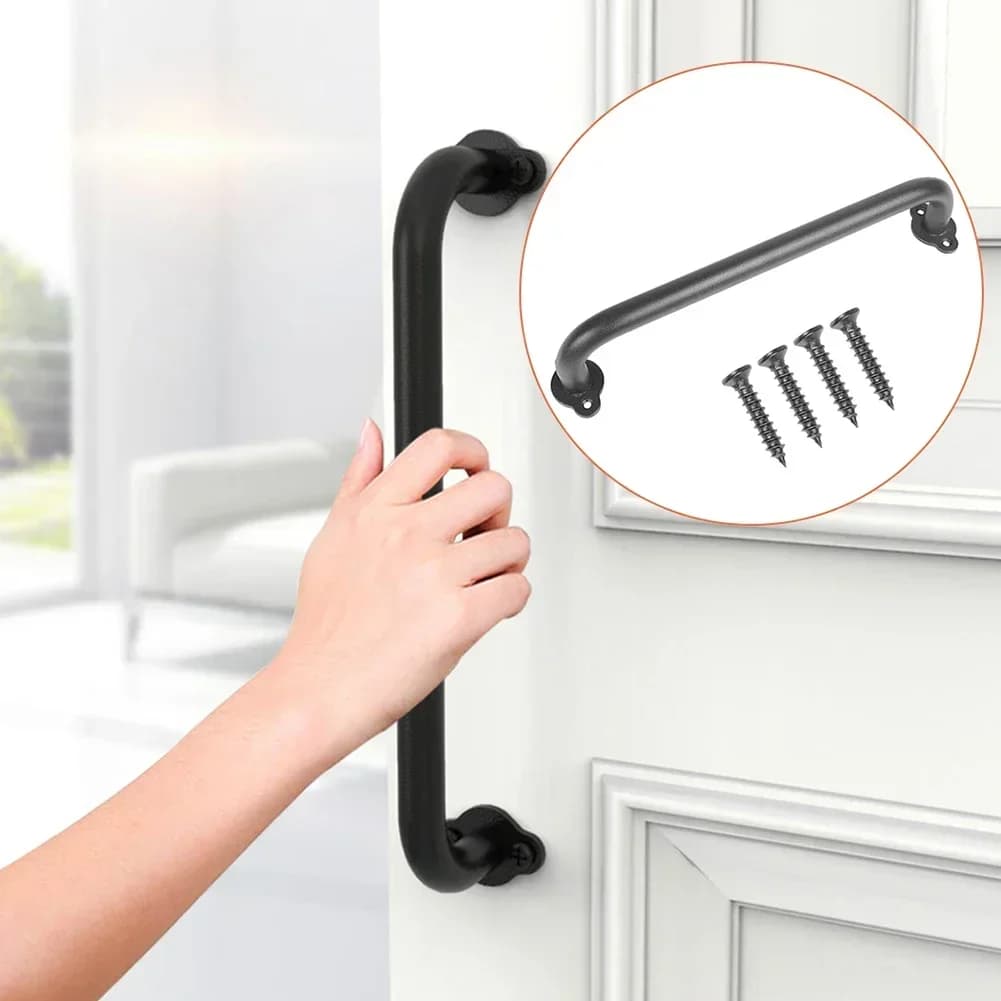 Maniglia per porta scorrevole per fienile Maniglia per porta in legno a filo per armadio Maniglia per porta interna in acciaio al carbonio nero opaco Ferramenta per mobili