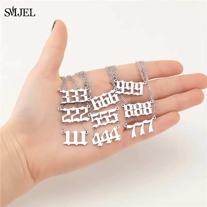 Stainless Steel Angel Number Jewelry 111 222 333 555 888 999 666 444 777 Angel Number Necklace Women Men Unusual Believer Gift