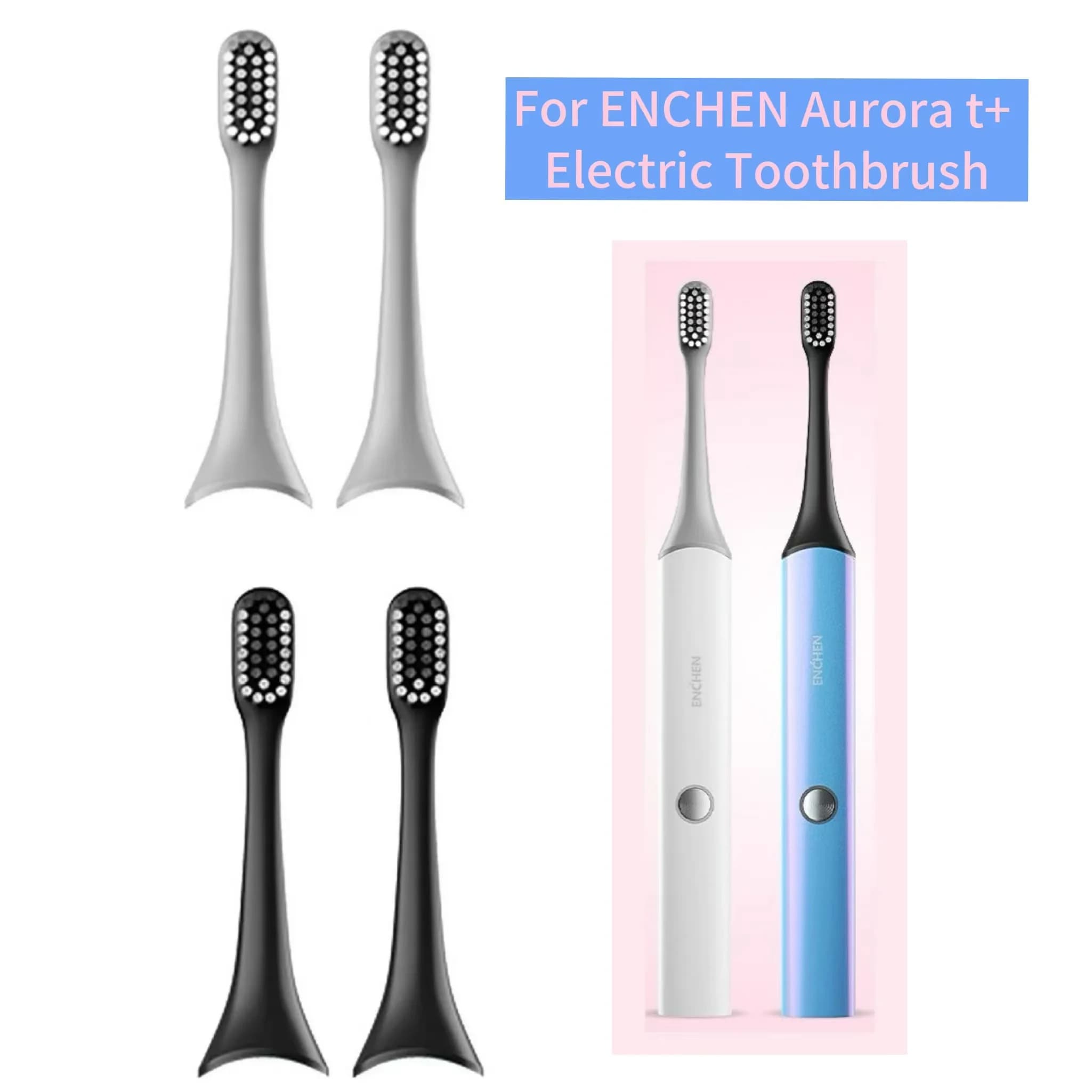 ENCHEN Aurora T +/T2 Testina per spazzolino elettrico Accessori per testine per spazzolino originali Ugello per testina di ricambio per adulti, 2/4/8 pezzi