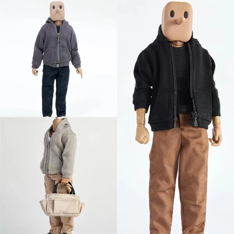 Giacca con cappuccio con cerniera da soldato in scala 1/12 Pantaloni dritti Pantaloni Set modello di vestiti per action figure da 6 pollici Corpo della bambola