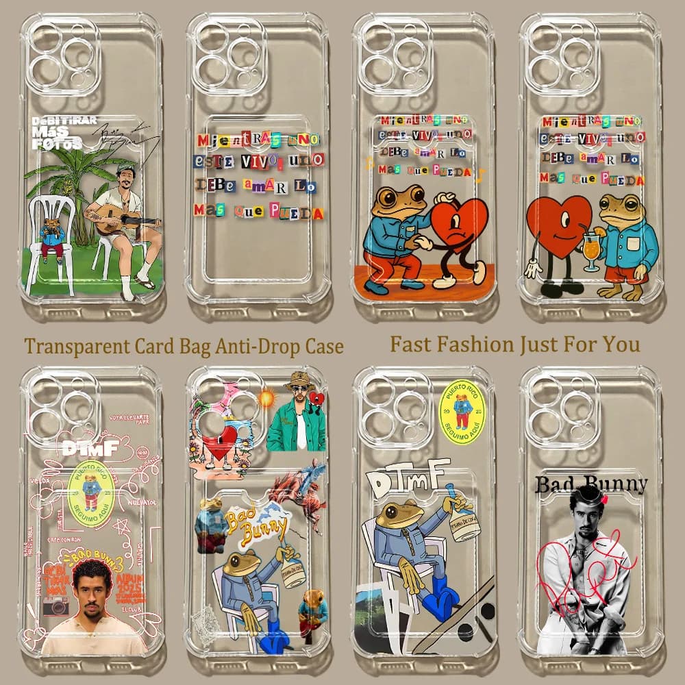 HOT Bad Bunny Art Card Hold Phone Case For Xiaomi 13 12 12T 11 Lite Poco M5 M4 X5 X4 X3 Pro NFC 4G 5G Anti-fall Clear Cover