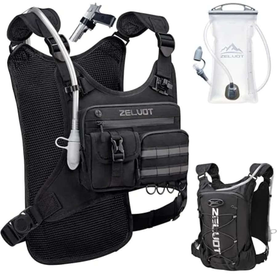 Zaino idrico da 12 litri con sacca d'acqua da 2 litri, gilet da corsa con portaoggetti, brevetto di design statunitense, zaino idrico leggero riflettente