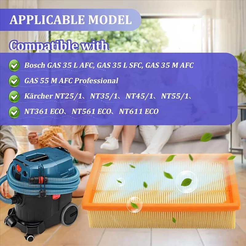 A99G-For Gas 35 L, M SFC, AFC Vacuum Cleaner Replacement Filter Flat Pleated Design Kit