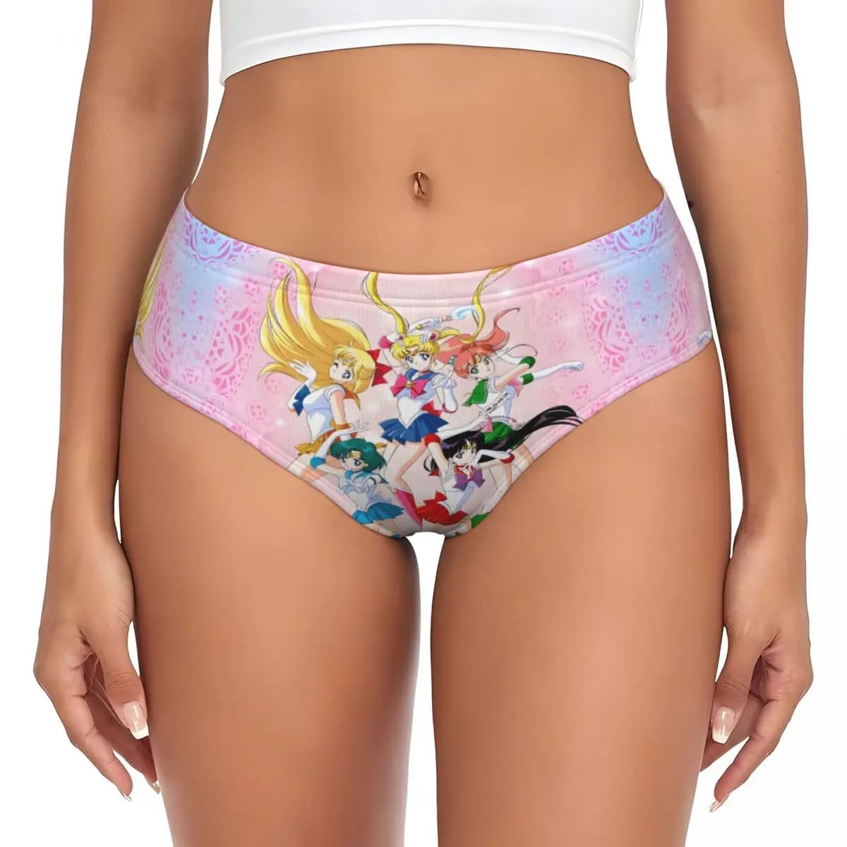 Slip da Donna Personalizzati con Stampa S-Sailors M-Moons, Mutande Elasticizzate con Cartoni Animati