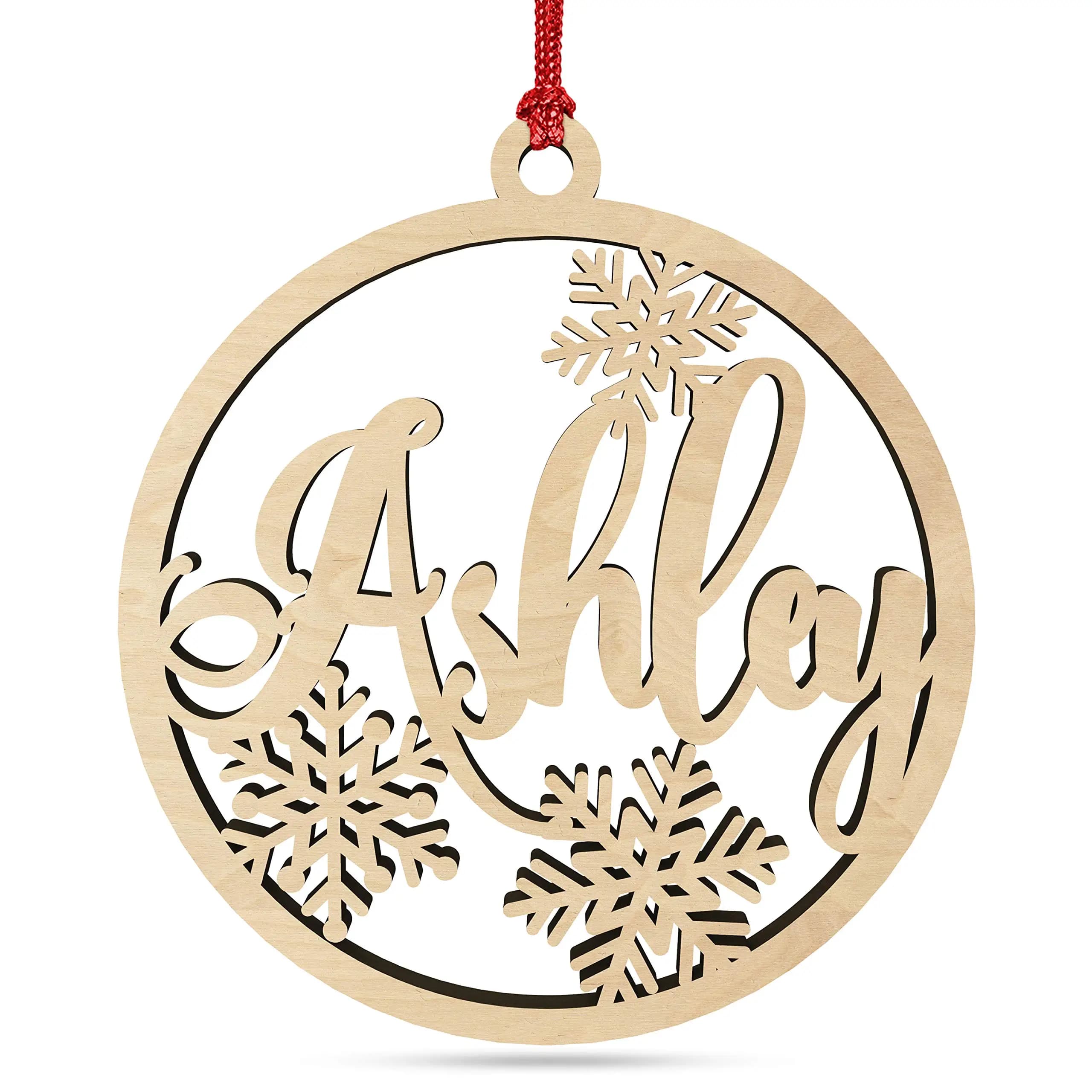 Fiocco di neve rustico rotondo ornamento in legno testo personalizzato decorazione natalizia personalizzata regalo di festa ricordo per amici di famiglia