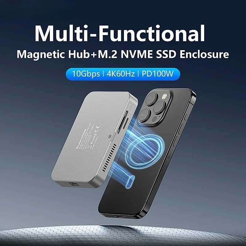 Docking station adattatore multifunzione USB C Hub da 100 W PD 8 in 1 con custodia SSD NVME M.2 USB 3.2 per trasferimento dati