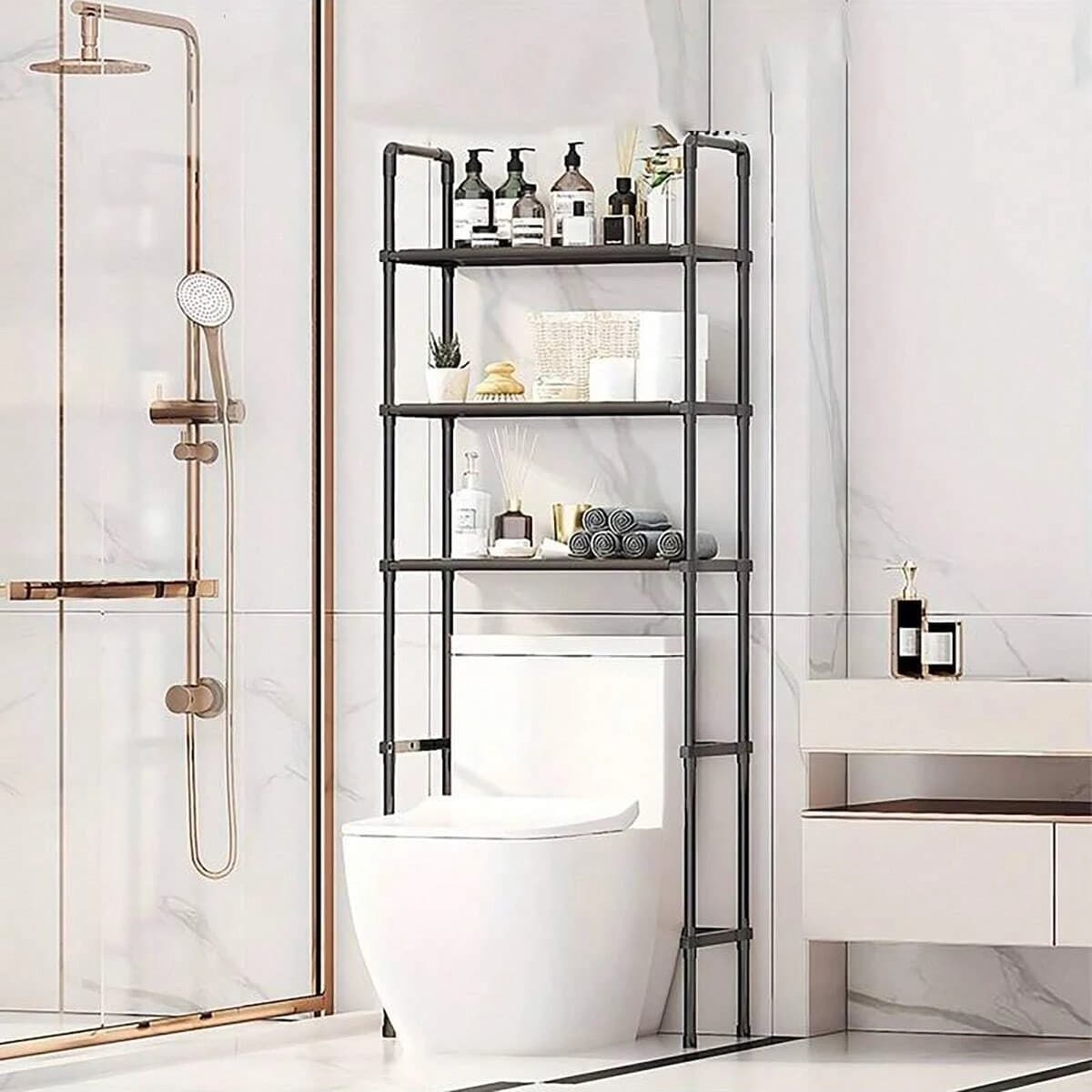 1pc-3rd Floor Bathroom Storage Rack, Bathroom Rack Above Toilet Seat,bathroom Storage Platform, Multifunctional Storage Platform