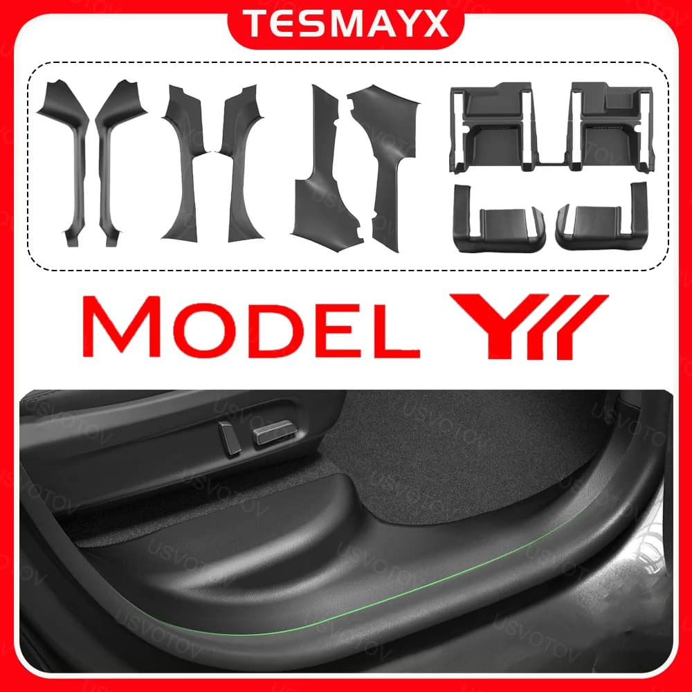 Door Sill Protector for Tesla Model YL Y L 2026 Accessories Anti-Kick Door Sill Guards Seat Slide Rail Pad Trunk Side Cover Mats