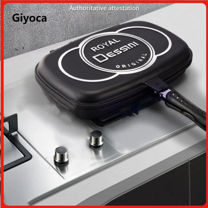 Giyoca Non-stick pots Barbecue pan Al Die-sided double-sided pan for steaks Gas cooker Barbecue grill for camping