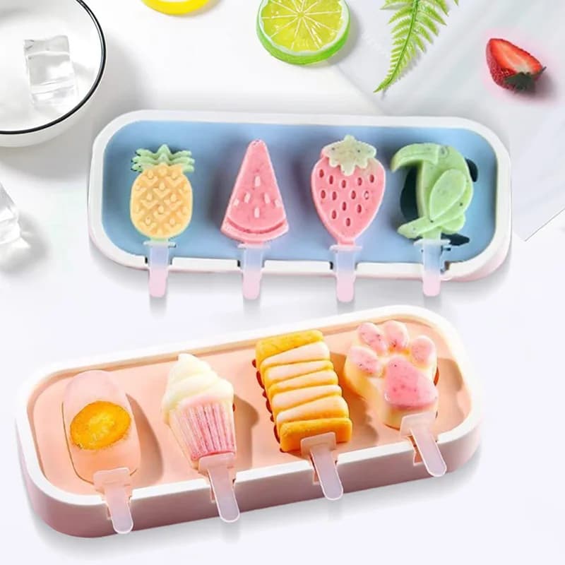 Stampi per Ghiaccioli per Bambini, Forme Carine in Silicone, Mini Stampi per Ghiaccioli Senza BPA, Riutilizzabili, Set per Gelati Fatti in Casa