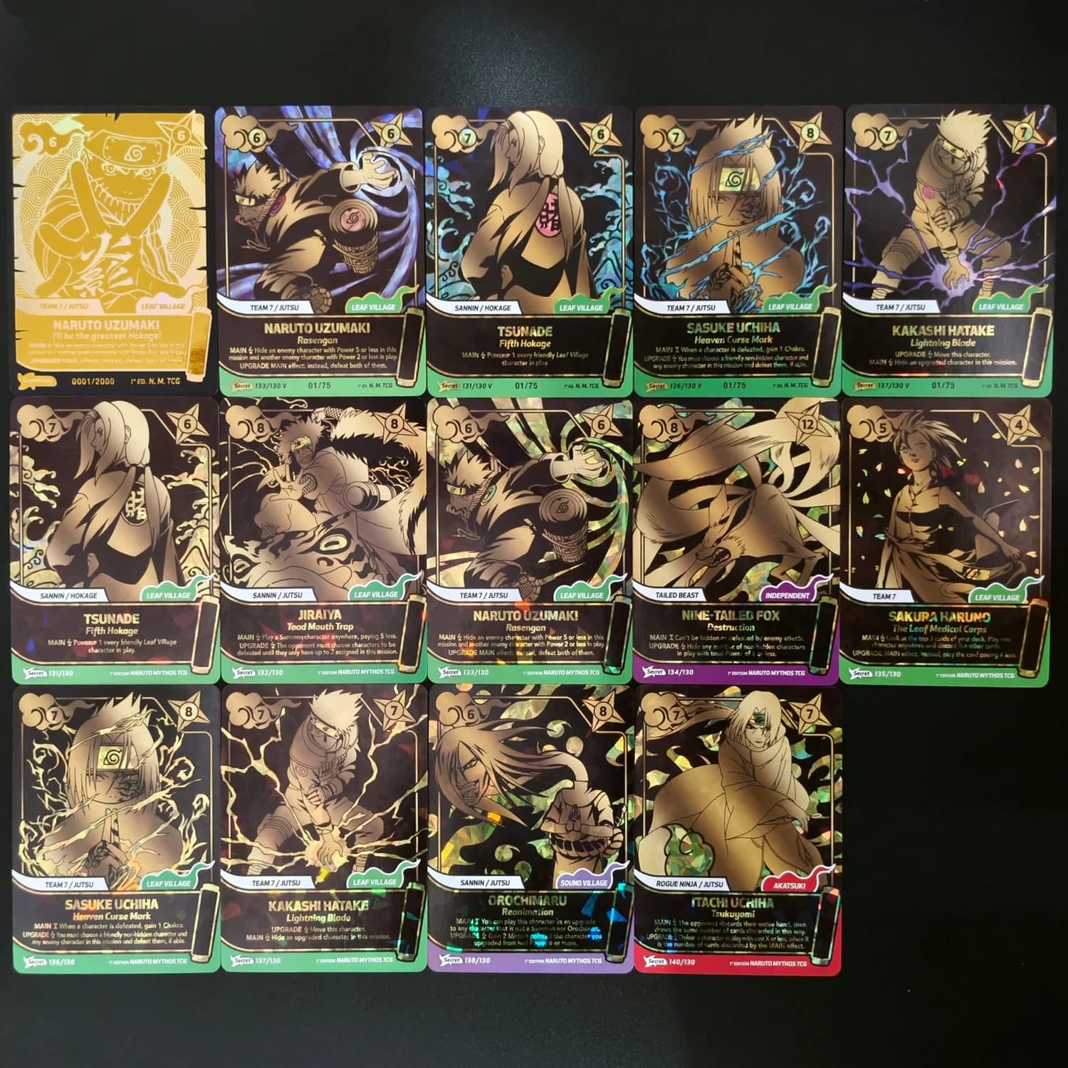 Naruto Myths TCG 1st Ed. DIY Textured Holo Secret Cards 2026 EN Naruto Tsunade Sasuke Kakashi Collectible Trading Card Game