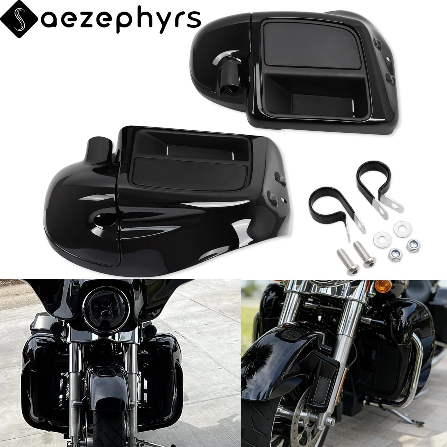 Carena inferiore ventilata nera lucida per moto con vano portaoggetti per Harley Touring, Street Glide, FLHX, Road King, FLHR, Electra Glide, Road Glide, FLTRX e CVO (2014-2025)