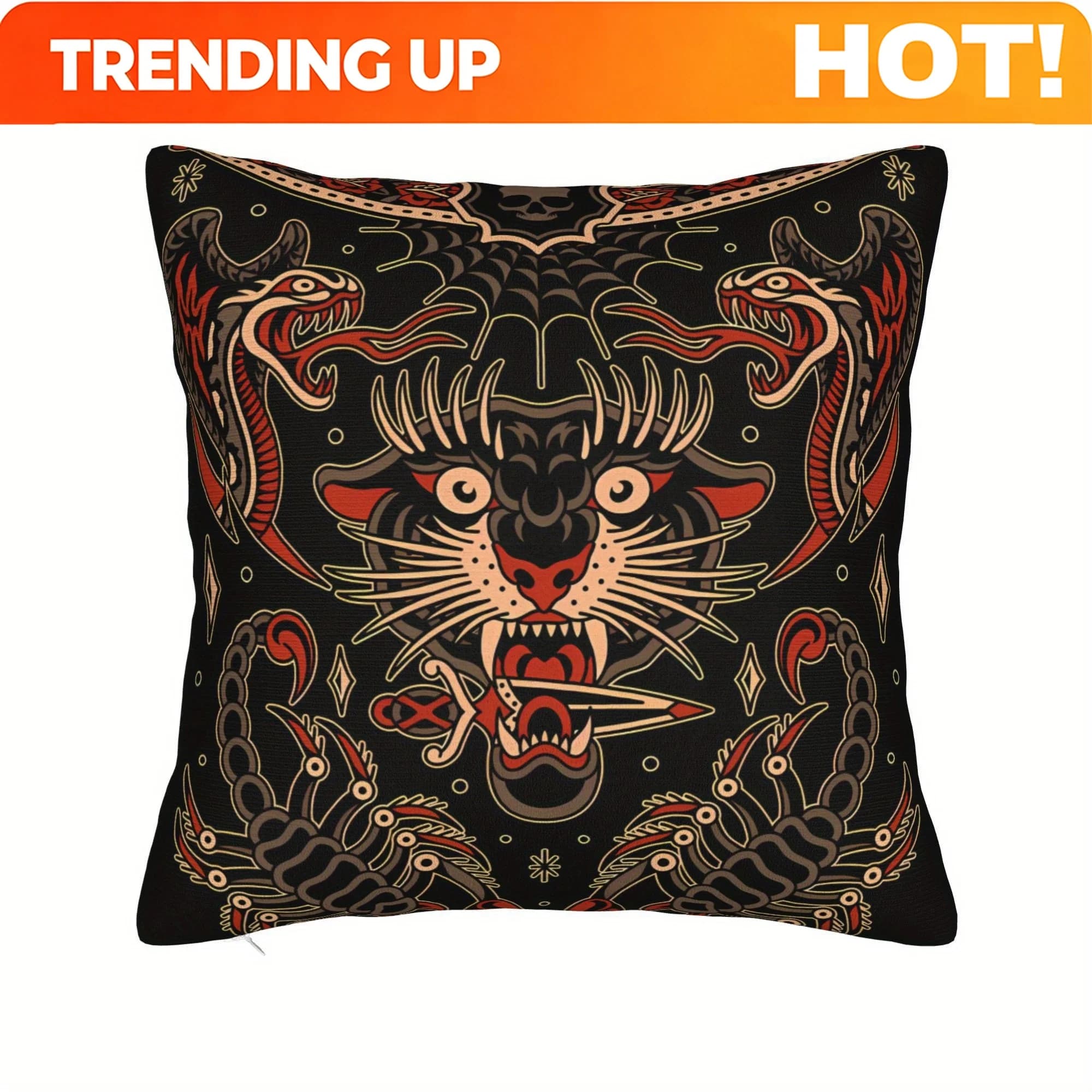 Customize Tattoo Design Old School Throw Pillowcase for Sofa Coussin Covers Decorative