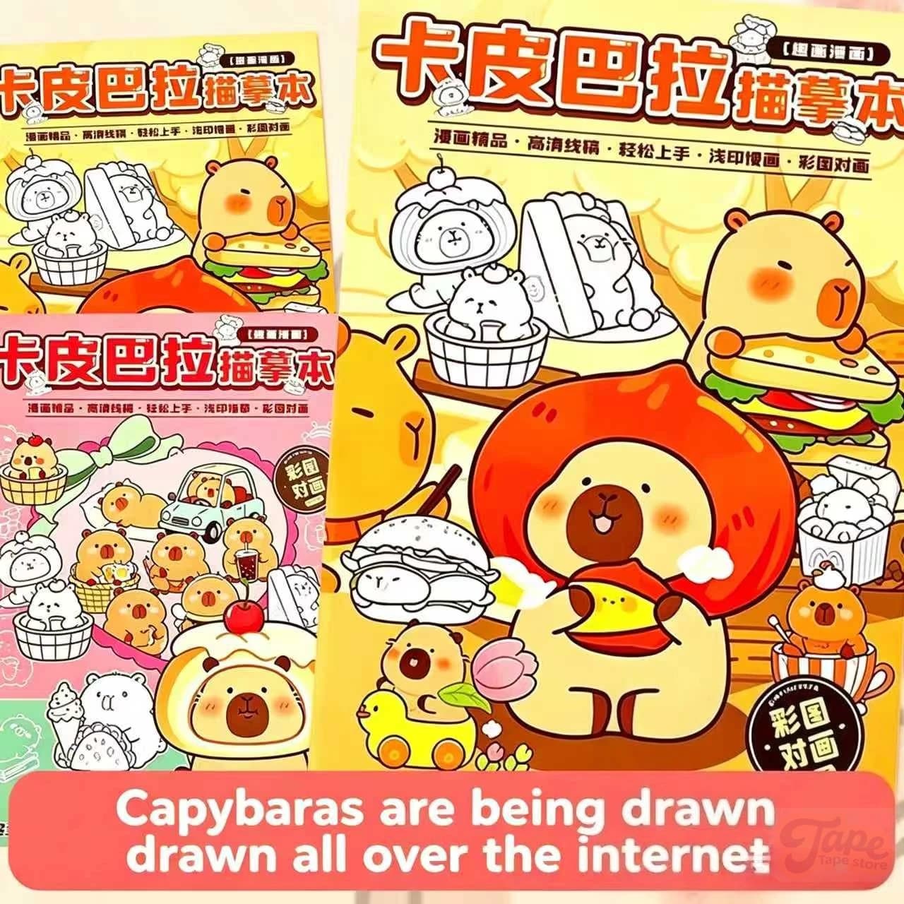 64 Sheet Capybara Cartoon Sketchbook Learn to Draw Step-by-Step – Tracing, Coloring & Sketching Practice Book for Young Artists