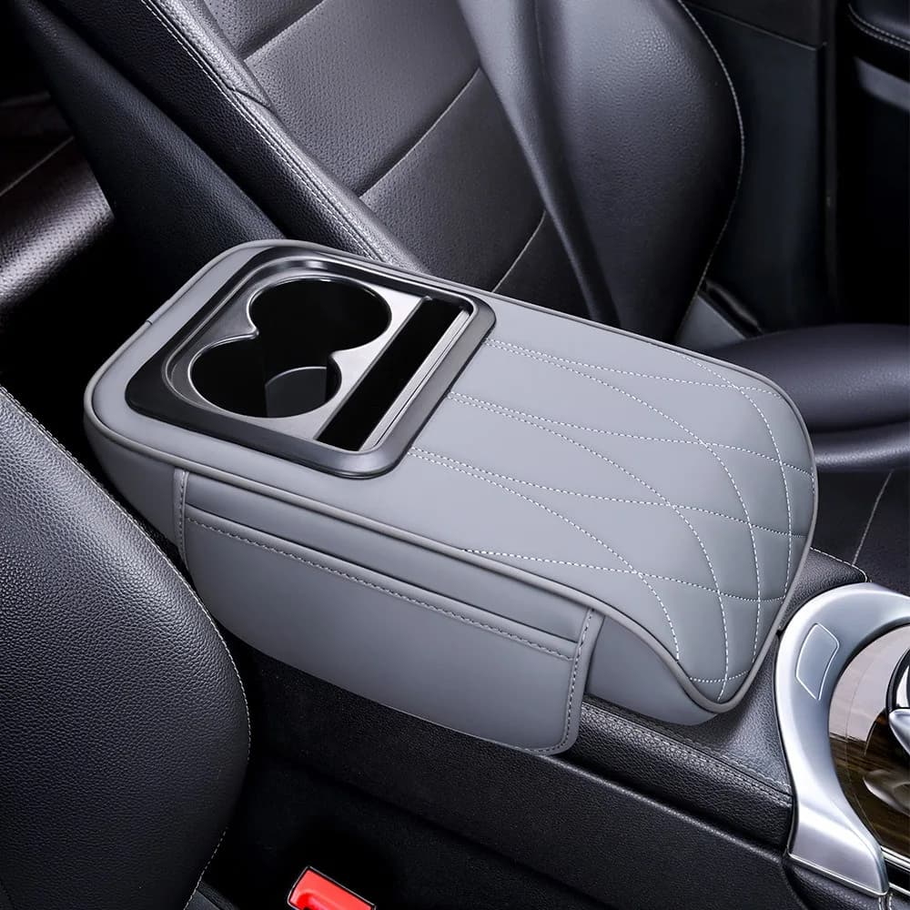 Center Console Armrest Cushion Multifunctional PU Leather Car Armrest Pillow with Cup Holder Height Increasing Part & Accessorie
