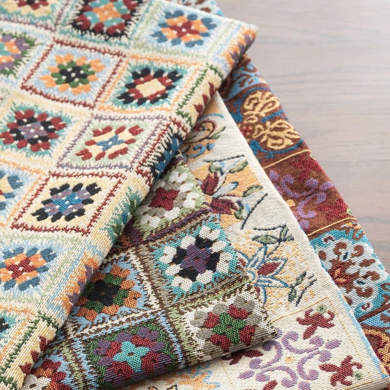 Tessuto Jacquard Marocchino 50x148cm Stile Etnico Patchwork a Griglia per Cucito Fai da Te, Copridivano, Tende, Tovaglie, Decorazioni per Cappotti
