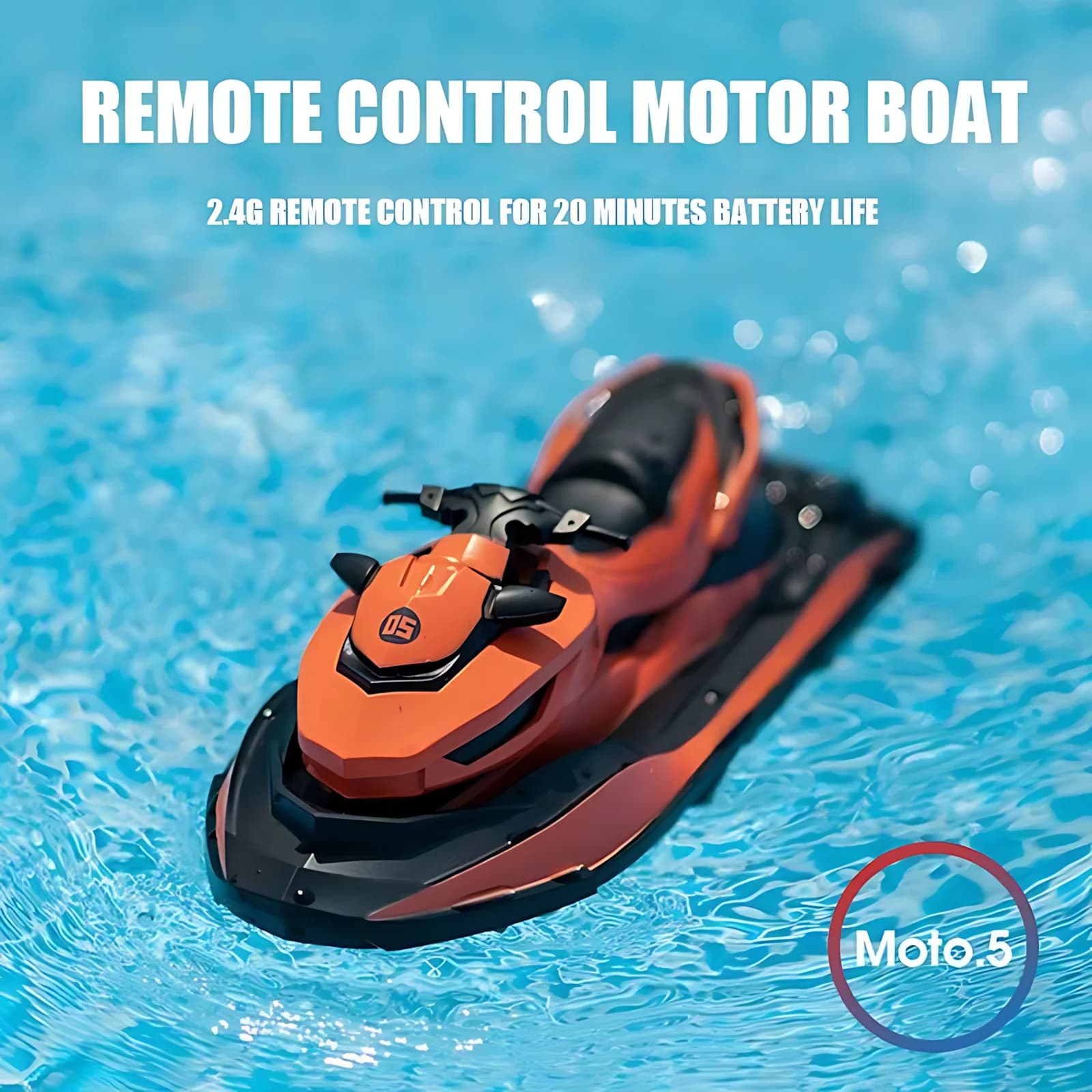 Barca da jet ski RC ad alta velocità, mini motoscafo elettrico telecomandato Giocattolo impermeabile a doppio motore da 2,4 GHz per giochi in piscina e sul lago per bambini