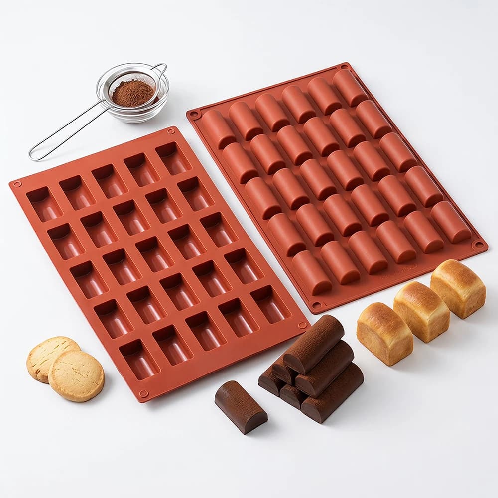 30 cavity small toast silicone caramel candy mold chocolate bar mold suitable for truffle, jelly, nut candy, brownie, ice tray