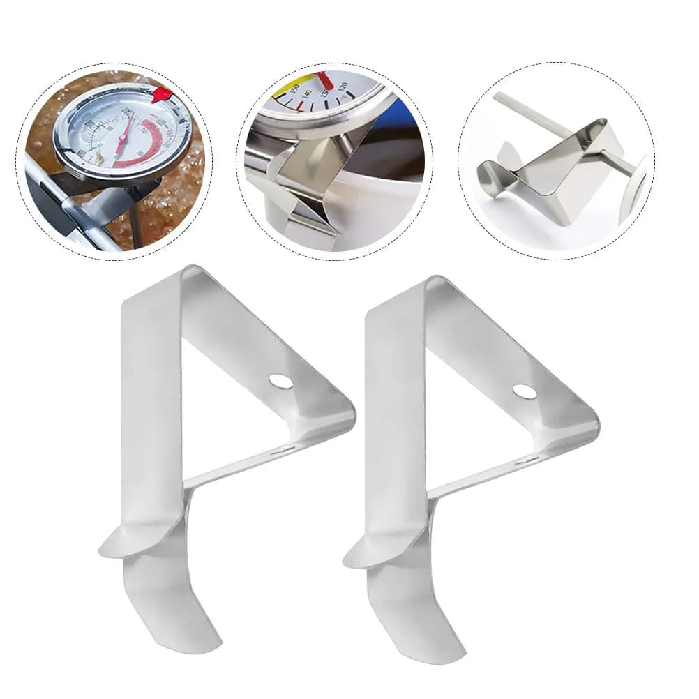 2Pcs Coffee Cup Clips Food Grade Stainless Steel Thermometer Probe Holders Temperature Clamp Prevent Scalding Kitchen
