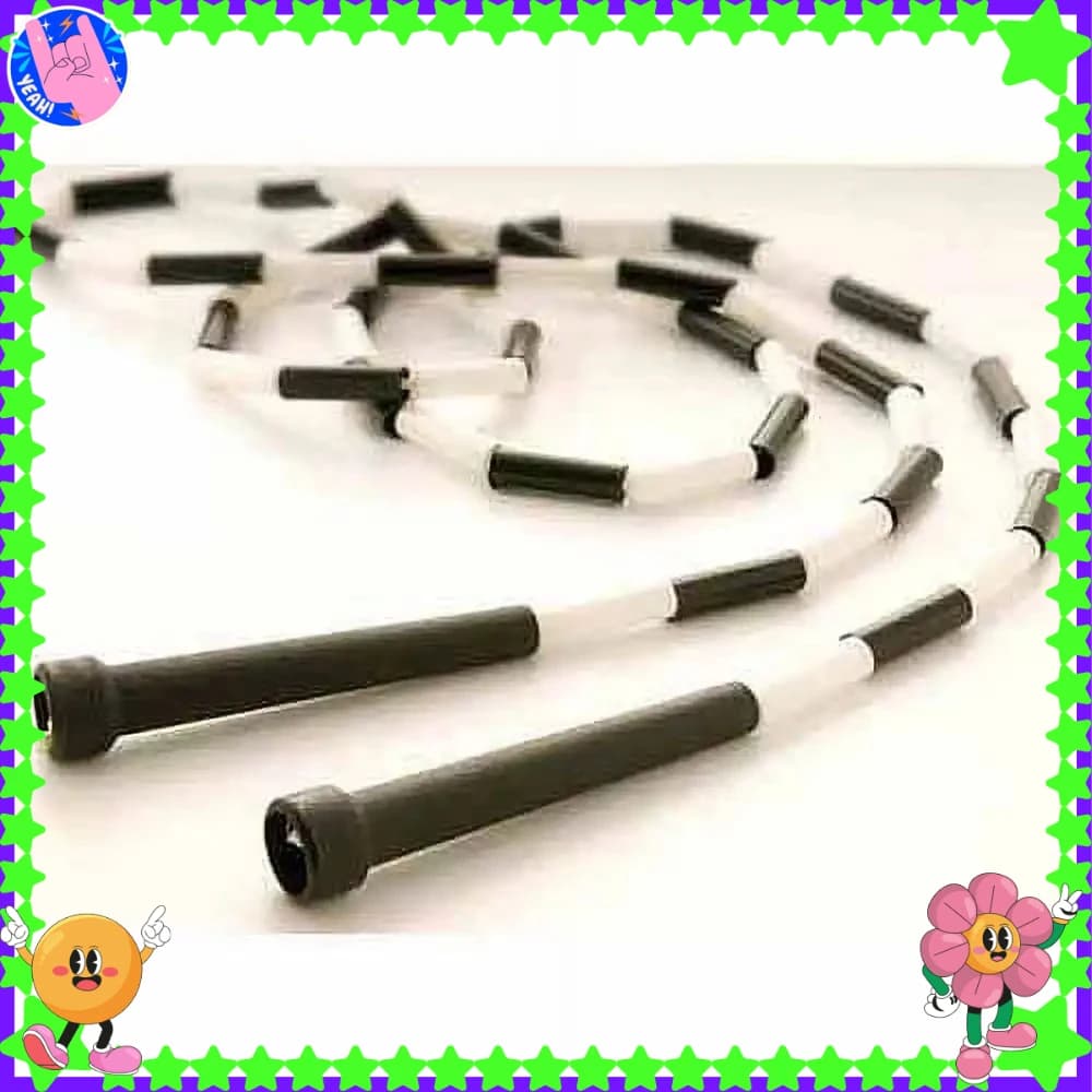 Women's Black/White Jumping Corda - Segmented Training Corda for Gym, Home, cardio