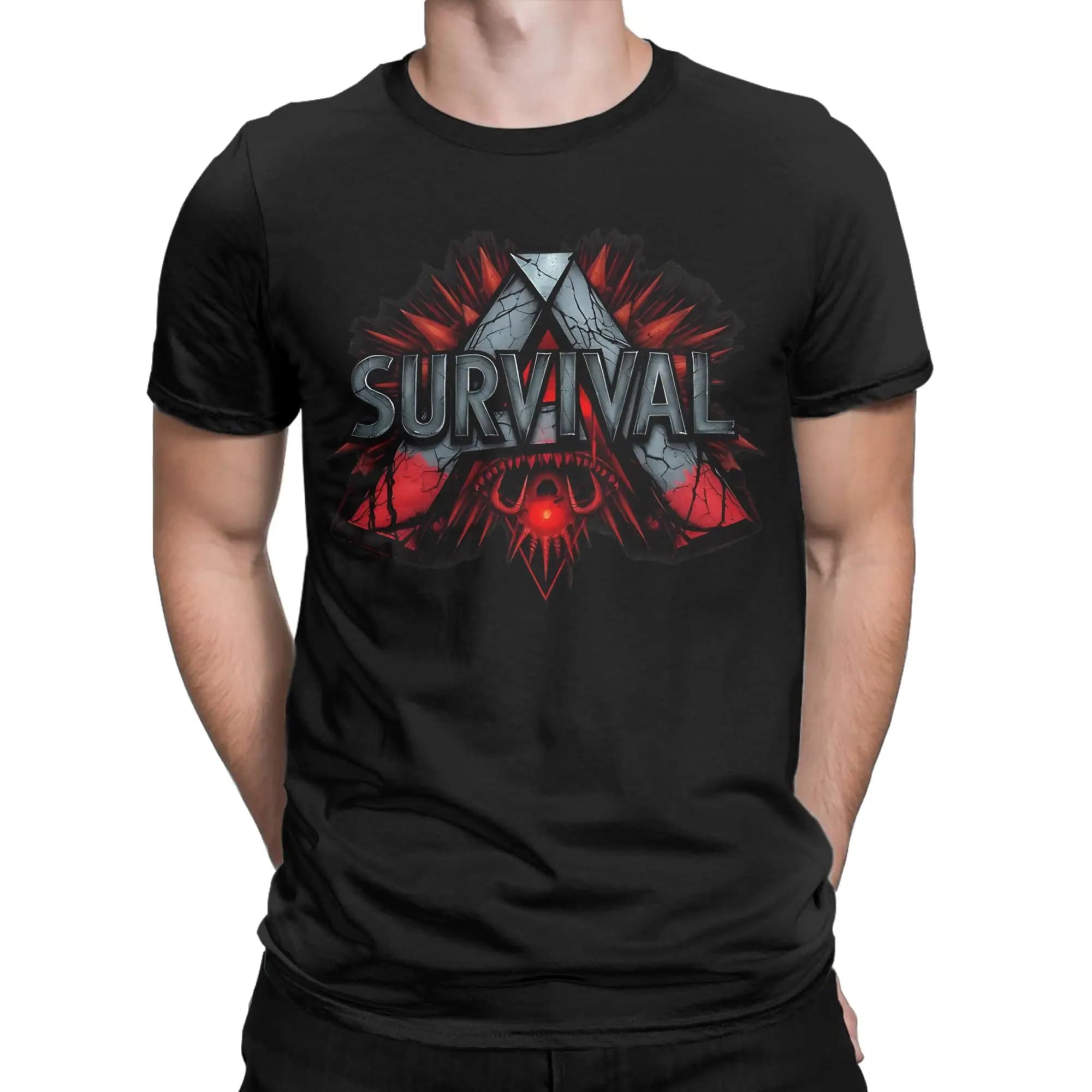 T-shirt divertente con design geometrico a triangolo, 100% cotone, ARK Survival Evolved, magliette da uomo
