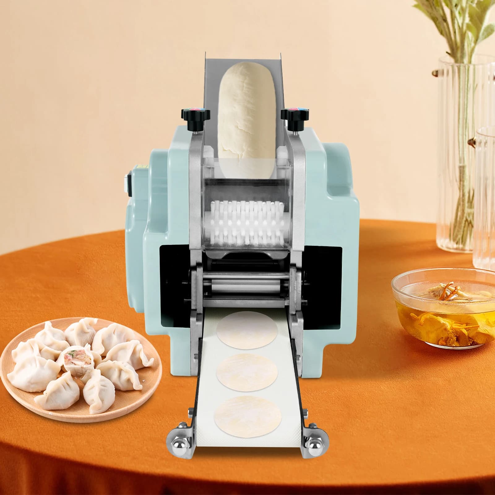 Electric Dumpling Skin Maker, Commercial Automatic Dumpling Maker Machine with 8cm Round Mold Pasta Maker Machine 110V