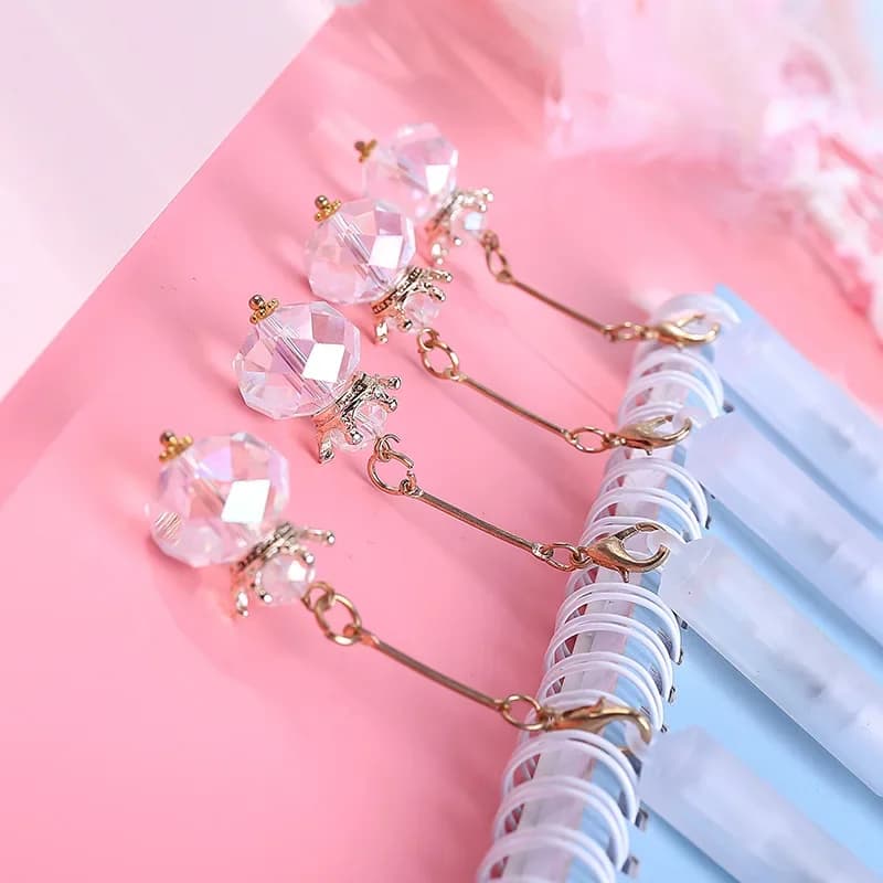 36 pezzi di cristallo trasparente corona pendente ago penna creativa studenti penna gel smerigliata cancelleria materiale scolastico Kawaii
