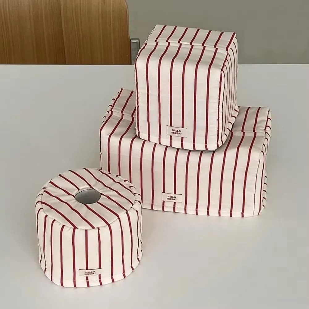 INS Stripe Tissue Case Cloth Living Room Tissue Box Large Capacity Paper Holder Kitchen Storage