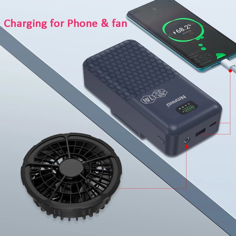 Caricatore portatile Power Bank 12V Batteria esterna 30000mAh per ventola aria condizionata Gilet di raffreddamento Powerbank per iPhone Xiaomi