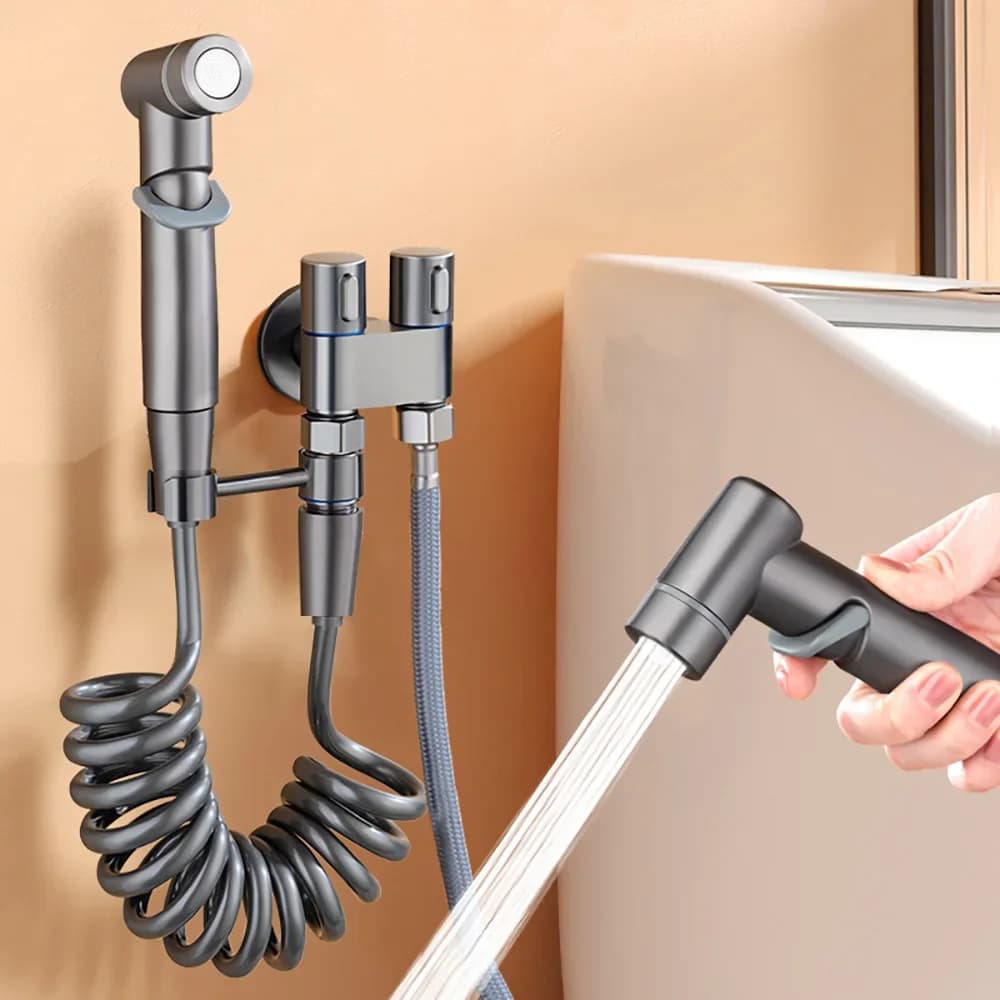 Kit Rubinetto Bidet Portatile per WC, Spruzzatore per Bidet con Serbatoio d'Acqua, Doccetta Igienica Autopulente per WC