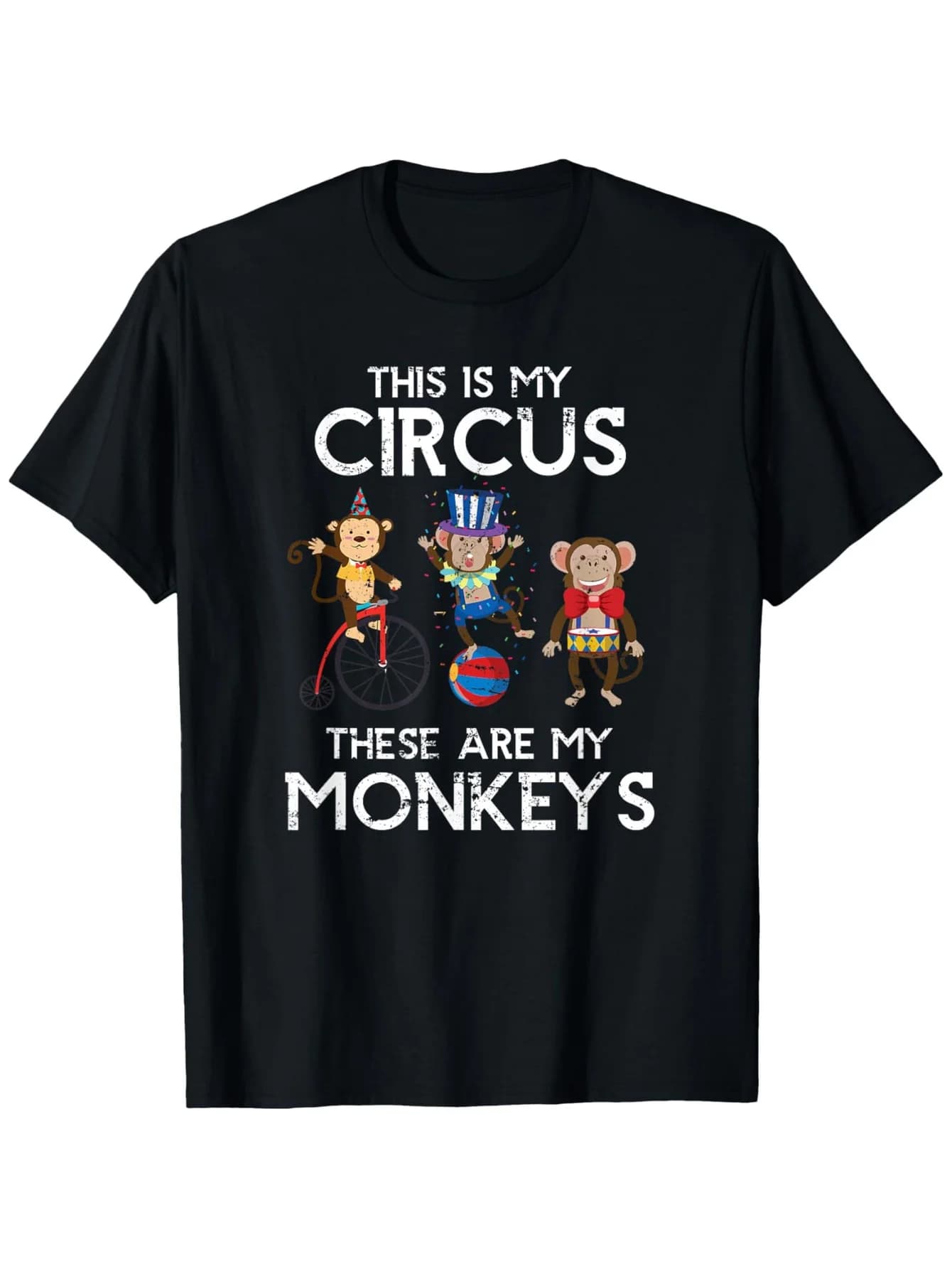 "This Is My Circus" Monkeys T-Shirt - 100% Cotton, S-XXXL Colorful Cartoon Casual Tee