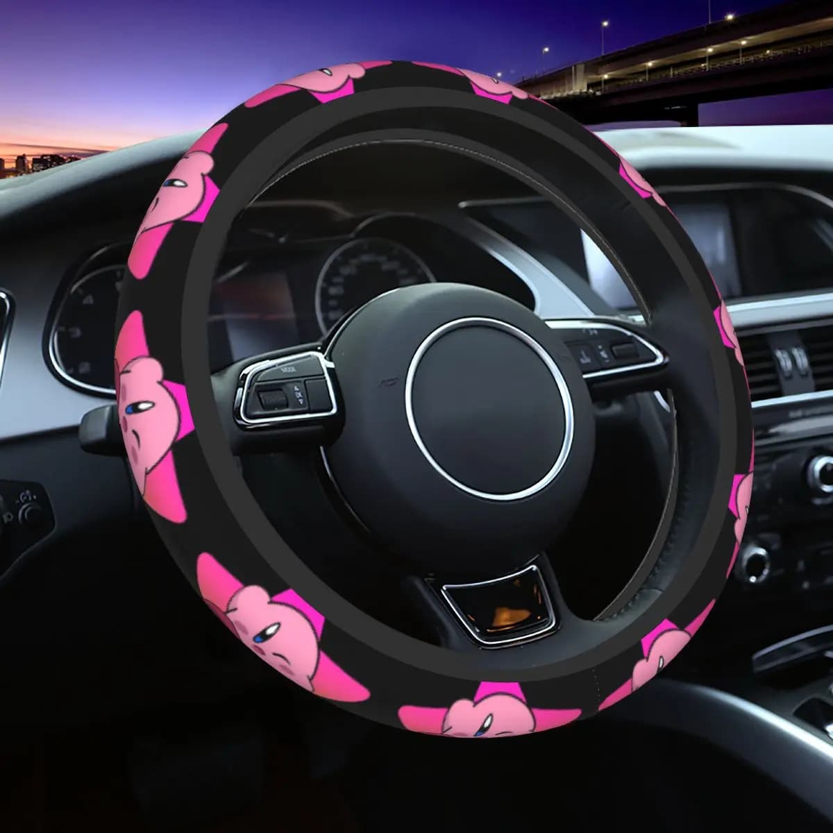Kirbys Star Car Seat Cover 38 cm Anti-slip King Dedede Automatic steering wheel protection Fashion car accessories