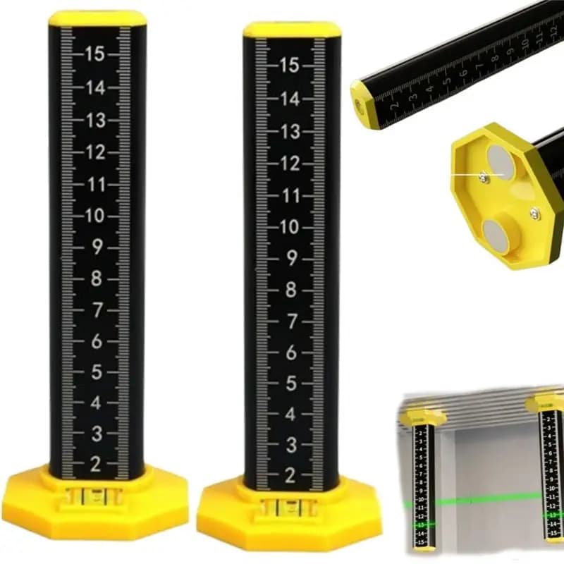 ABNM Ceiling And Floor Tile Height Ruler,Double-Sided Scale Dual Use Measuring Ruler With Magnetic Base,For Floor Tile Paving