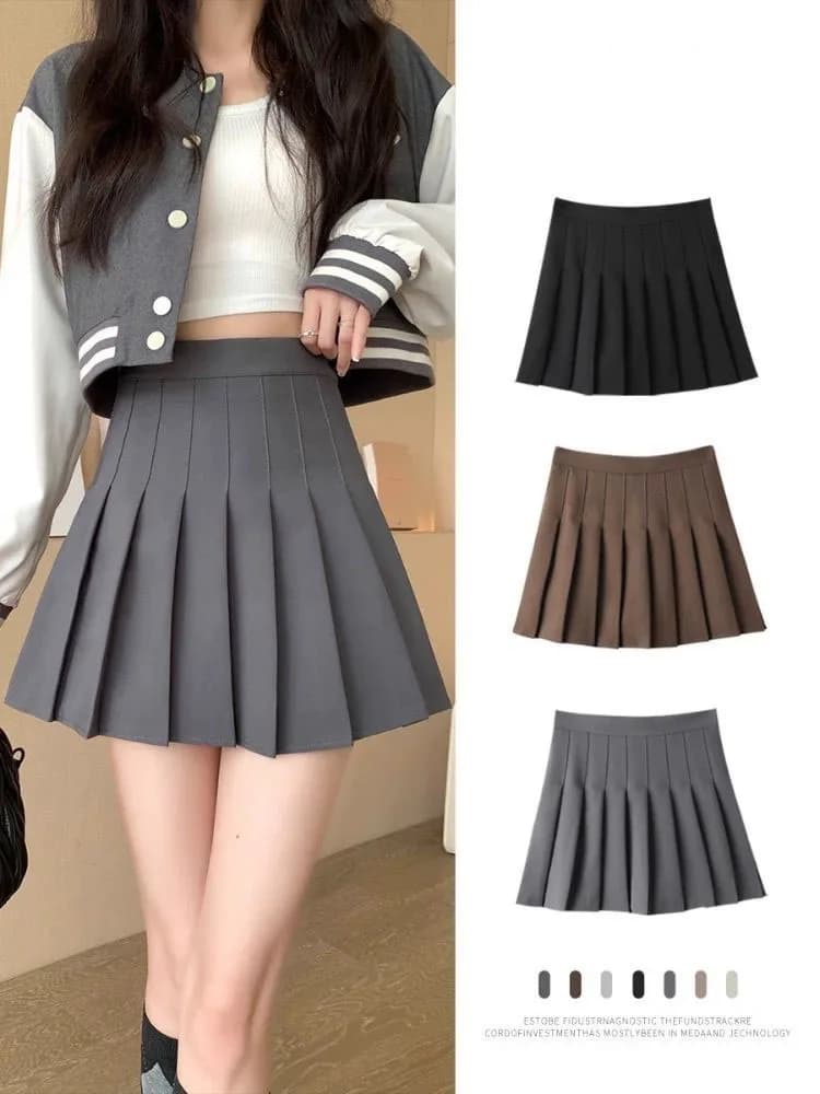 Pleated skirt with shorts Women's high waist pleated skirt White Black Pink Sports school uniform New fashion HotSale