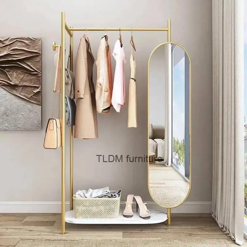Ground coat hanger in golden metal, aesthetic, for entrance, accessories for the house