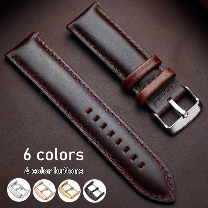 Cinturino in vera pelle 20mm 22mm 24mm per cinturino per orologio in pelle di vacchetta Seiko cinturino universale a sgancio rapido braccialetto sportivo Smartwatch