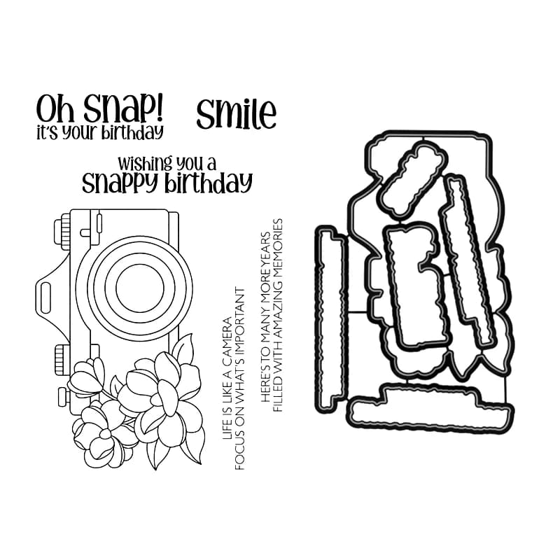 Spring Oh Snap Camera Clear Stamps Set Scrapbooking for Paper Making Metal Cutting Dies Frames Card Craft