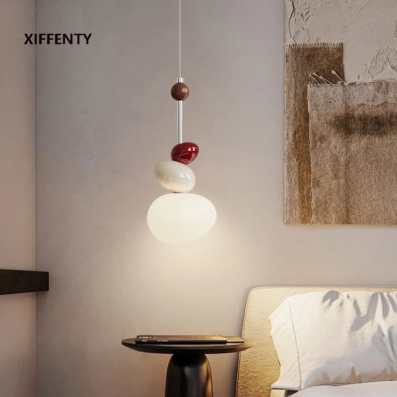 Lampadario da comodino per camera da letto Crema Vento Fagiolo magico Linea sospesa Bar Lampada da scrivania Divano Sfondo Lampada a sospensione piccola da parete