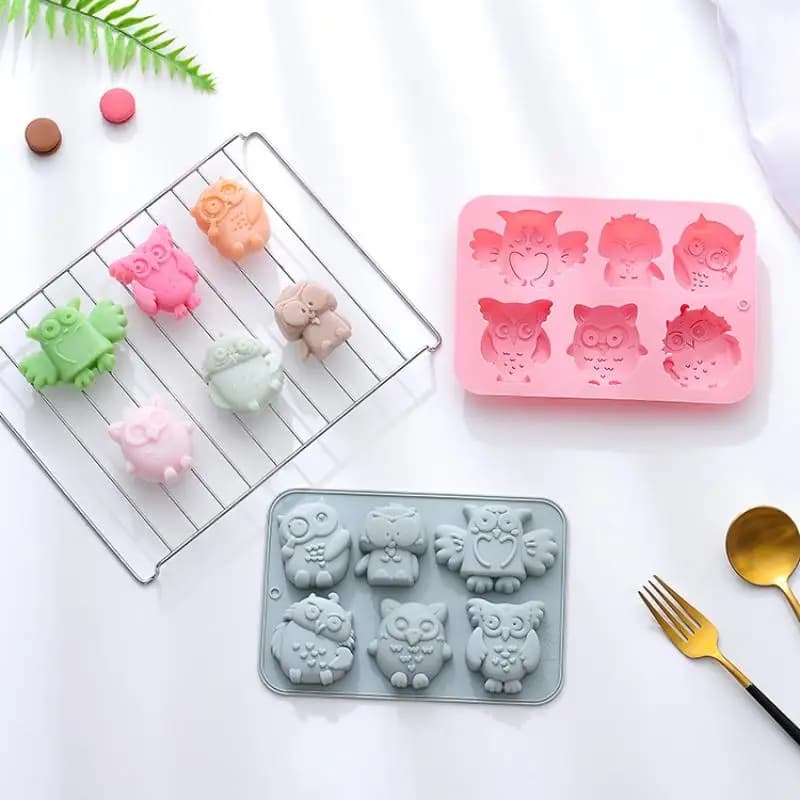 Stampi in silicone 3D a forma di gufo per torte, caramelle gommose, gelatine, cubetti di ghiaccio, sapone, pastelli, decorazioni per torte, stampi per sapone, stampi in silicone per cottura al forno