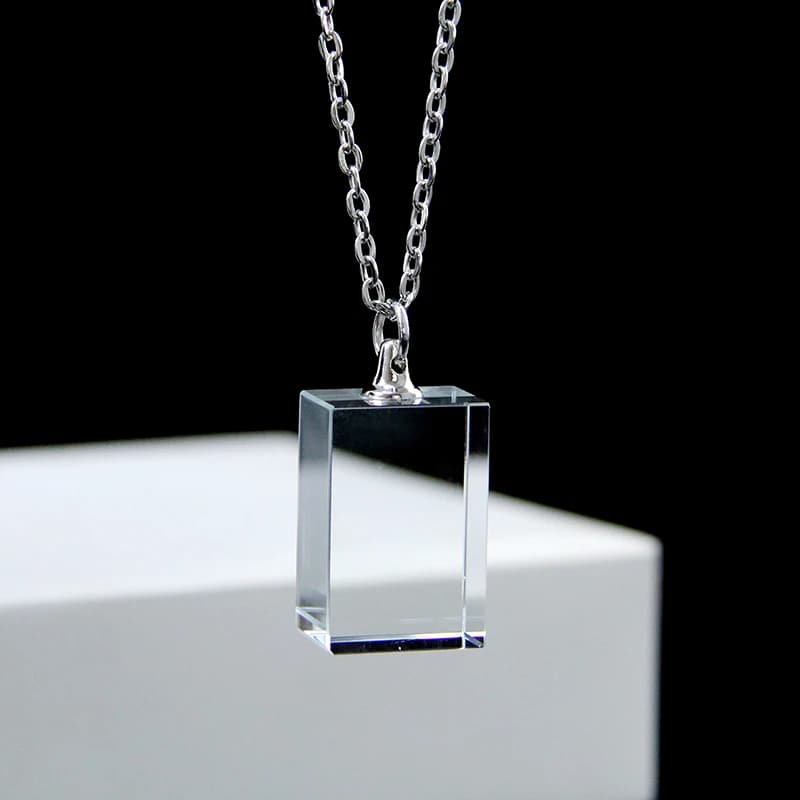 XTOOL Wholesale Blank K9 Shining crystal necklace for 3D Laser Engraving Rectangular Crystal Pendants With Gift Box Glass Crafts