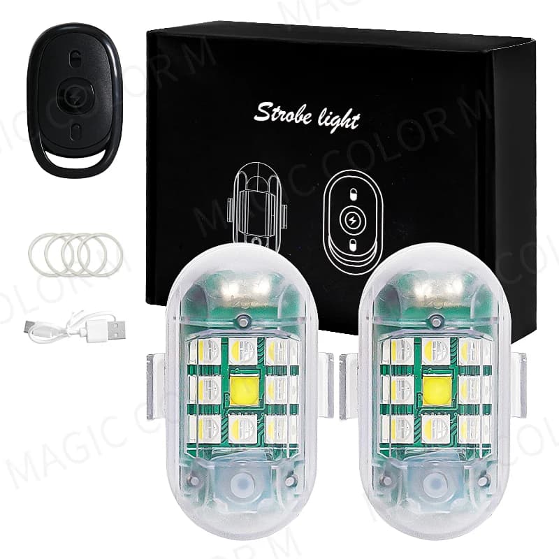 2PCS Wireless LED stroboscopico luce telecomando spia indicatore Flash Anti-collisione per Auto Auto moto Drone Cruise