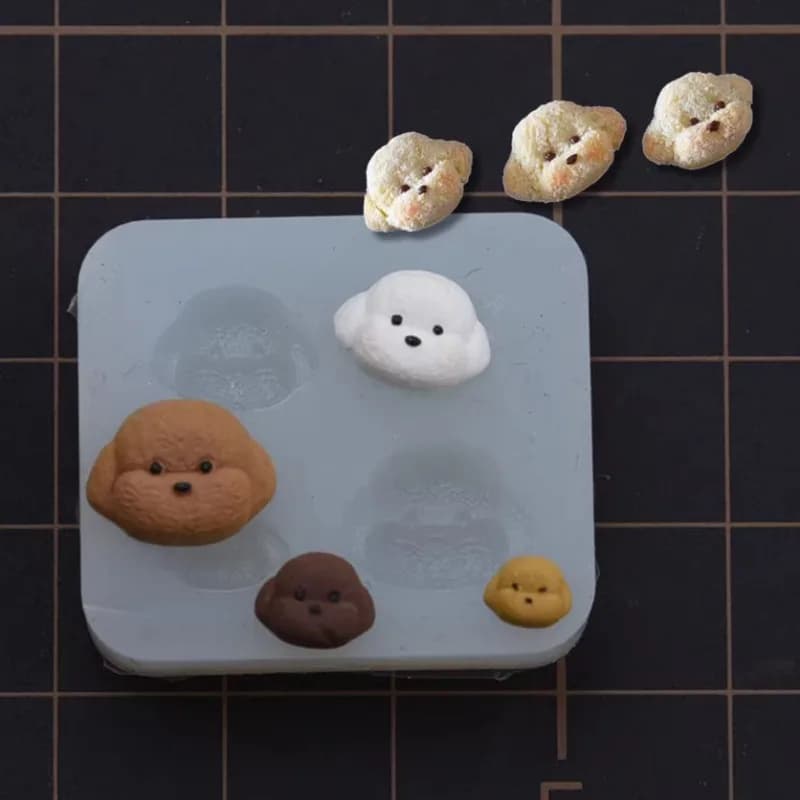 Mini argilla crema cane stampo in silicone tridimensionale mini torta fai da te biscotto faccia di cane stampo decorazione della casa delle bambole modello strumento
