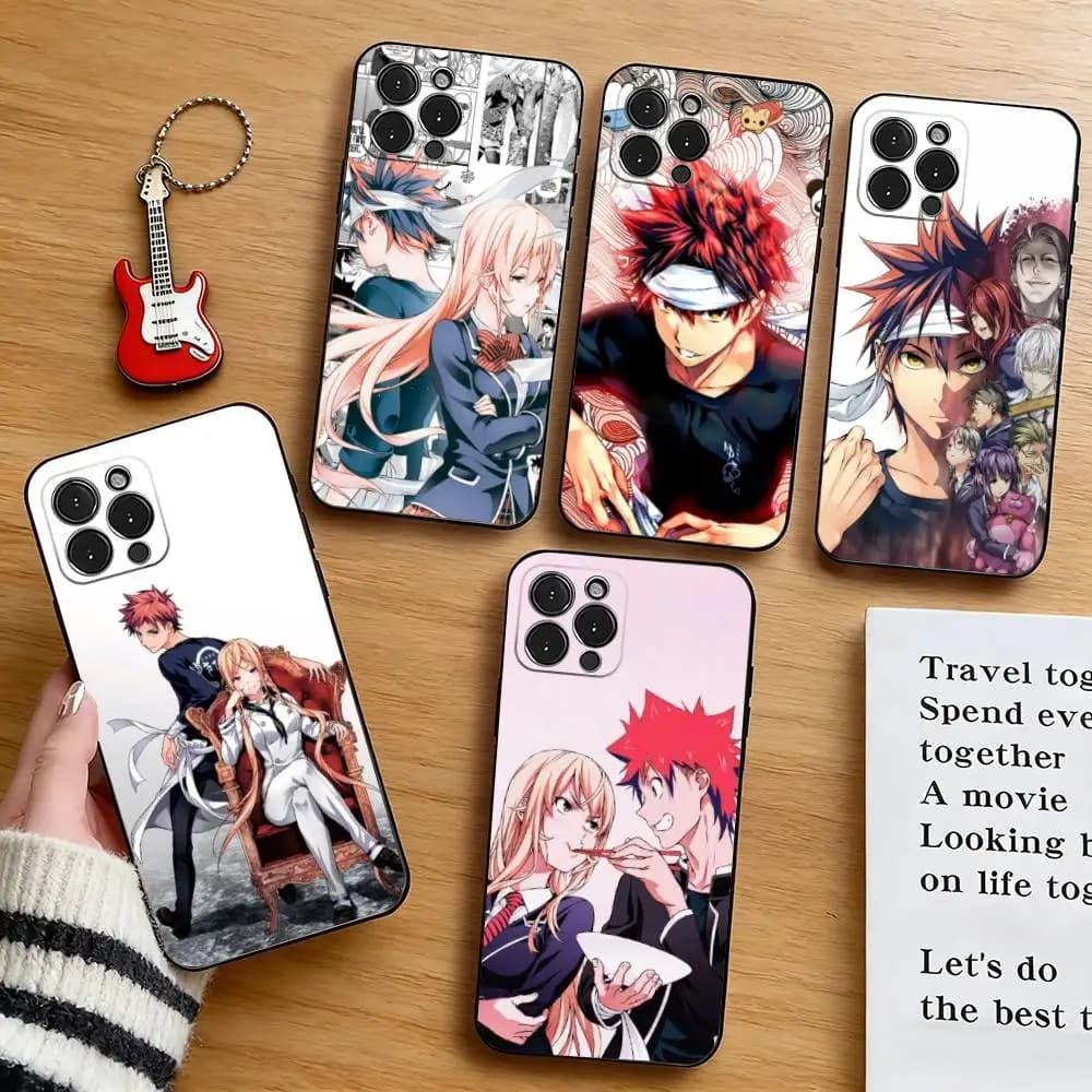 F-Food Wars! Cover per iPhone S-Shokugeki no S-Soma in silicone morbido nero per modelli 17, 16, 15, 14, 13, 12, 11 Plus, Pro Max, XS