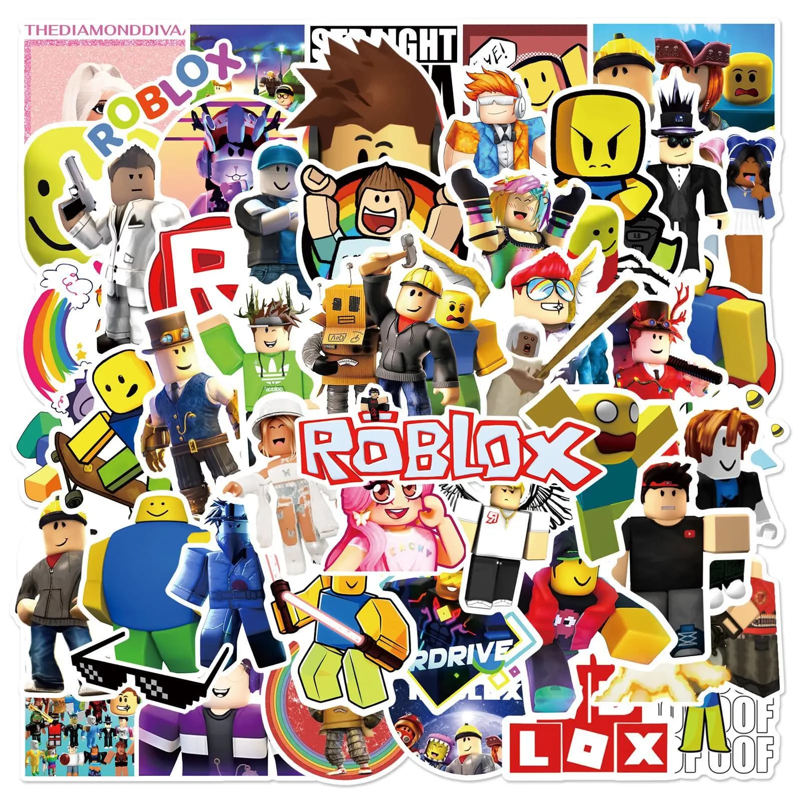 Wall decal Roblox Graffiti 50 pieces, unique, waterproof, vinyl, for skateboard, helmet, bottle, laptop, suitcases, children, boys, fans