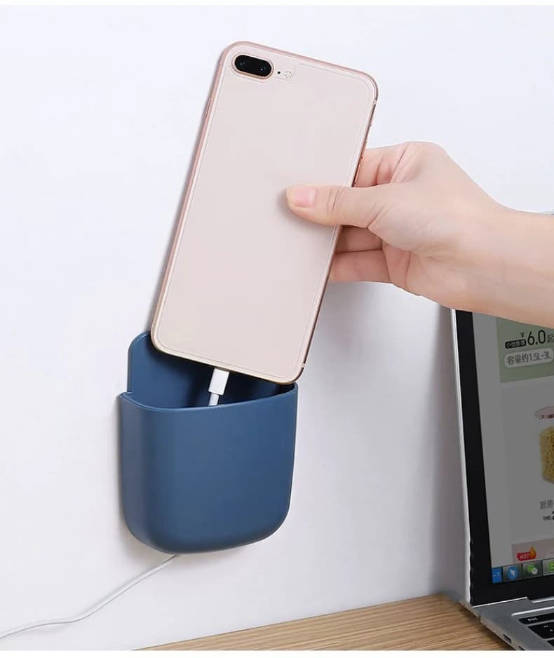 No Drill Wall Mounted Remote Control Holder Storage Box for TV AC Phone Plug Organizer Lightweight Living Room Rack