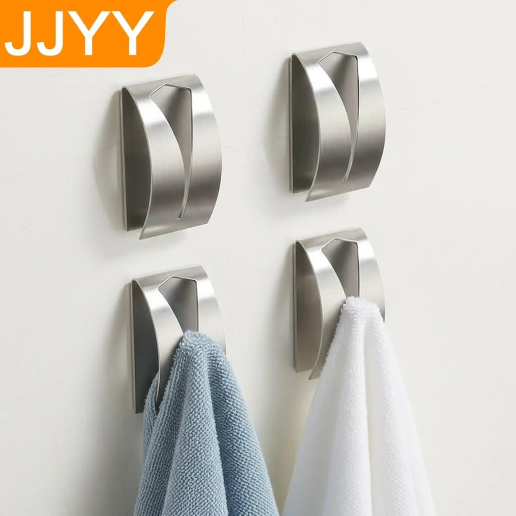 Self Adhesive Towel Hook Rack No Drill Bathroom Kitchen Wall Mount Suction Cup Hanger Storage Organizer
