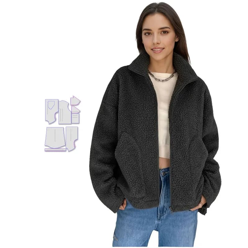 Modelli di cucito per Teddy Jacket da donna in 7 taglie (XS-XXXL), kit da cucito per principianti per abbigliamento femminile