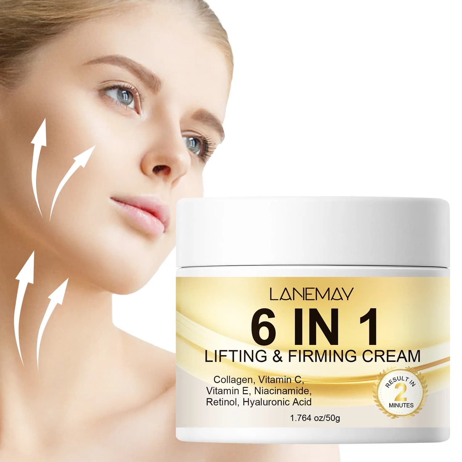Face Cream 6 in 1 to Collagen, Retinol and Vitamin C, Lifting Effect and Rassodante, Hydrating, Antimacchia, Scraper and Skin Lighting